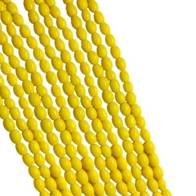 Fio de Vidro Oval Arredondado - 4 x 6 mm - Amarelo - C/ Aprox. 26 peças