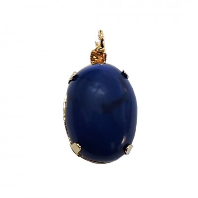 Pingente Pedra Resina - Com Strass - 13X24 MM - Azul Marmorizado