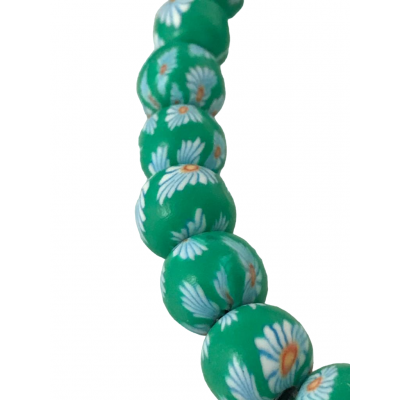 Bola de fimo com flores 10mm - verde
