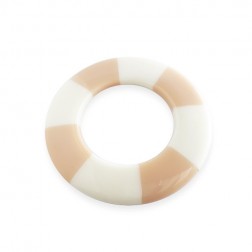 ARGOLA DE RESINA LISTRADA 8CM - BEIGE E OFF WHITE