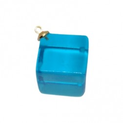 Pingente Cubo de Resina Azul - 2,0 x 2,0 cm - Unidade