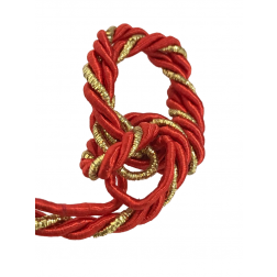 Cordão Marroquino vermelho com dourado- 10m