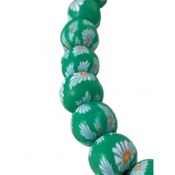 Bola de fimo com flores 10mm - verde